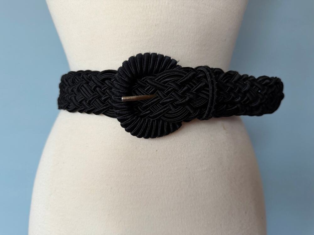 Sturdy Black Woven Waist Belt Womens sz XS